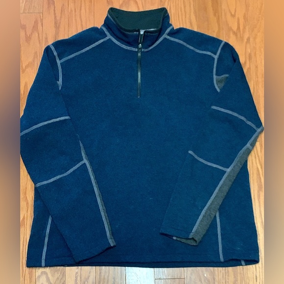 Men’s XL KUHL 1/4 Zip Blue Grey Warm Lightweight Technical Fleece Sweater